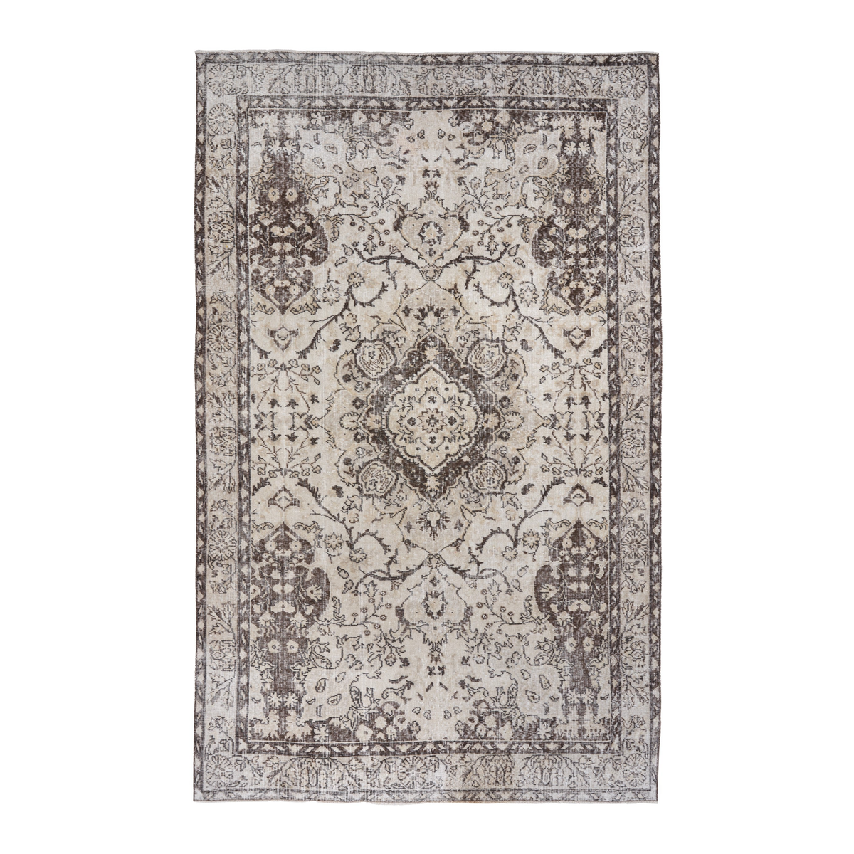 Turkish Isparta area rug in cream and taupe, 5'9" x 9'3"