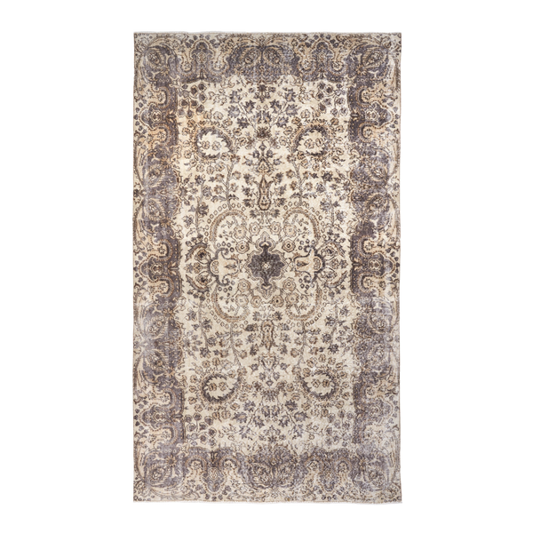 Turkish Isparta area rug in cream and taupe, 5'1" x 9'1"