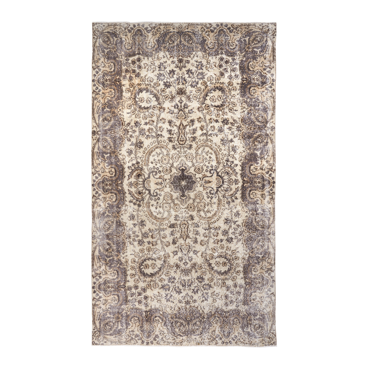 Turkish Isparta area rug in cream and taupe, 5'1" x 9'1"
