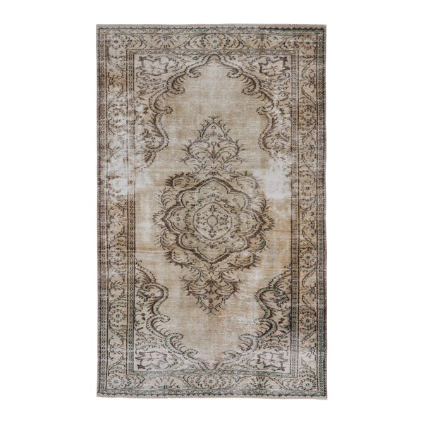 Turkish Manisa area rug in cream and dark brown, 5'7" x 9'1"