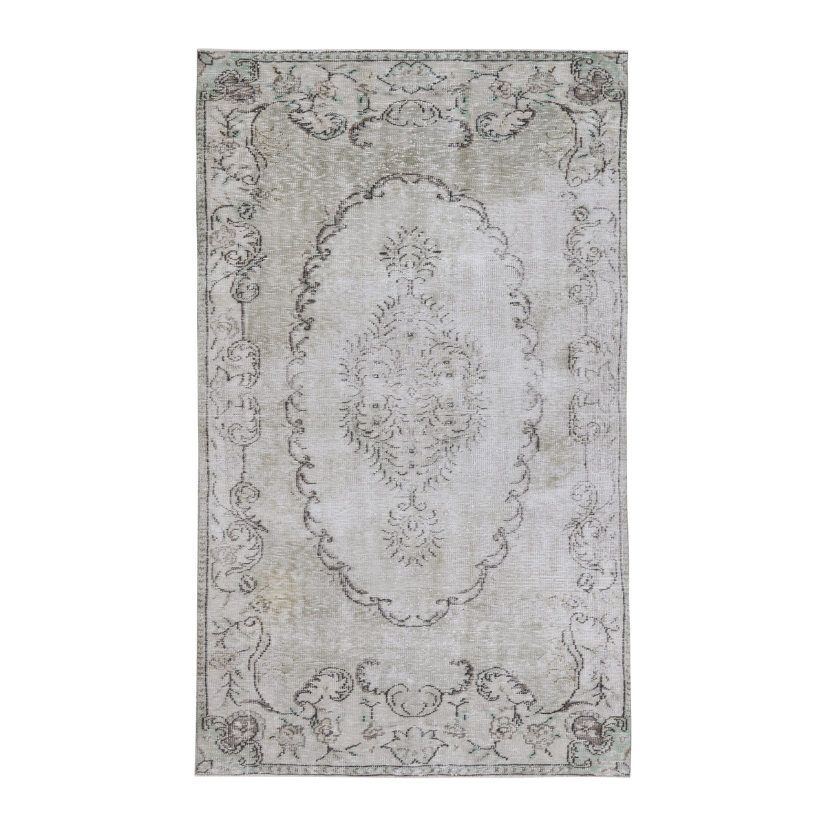 Turkish Manisa area rug in cream and greige, 4'11" x 8'7"