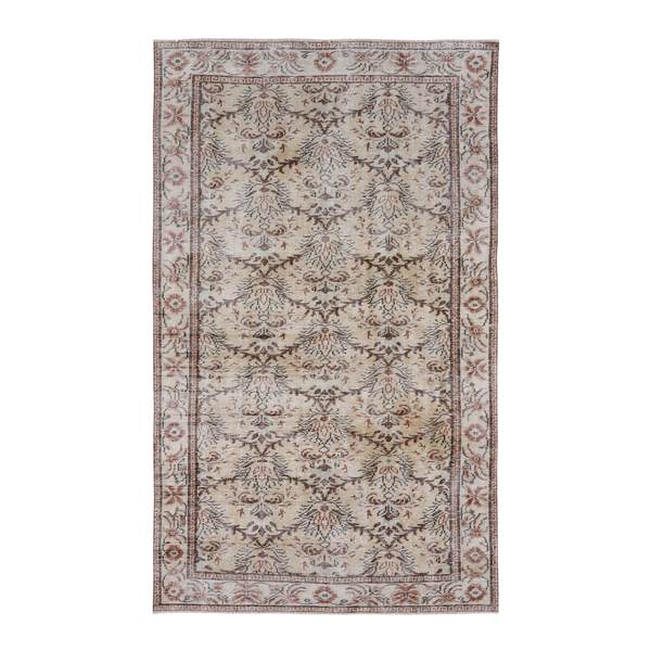 Turkish Manisa area rug in cream and taupe, 5'5" x 9'1"