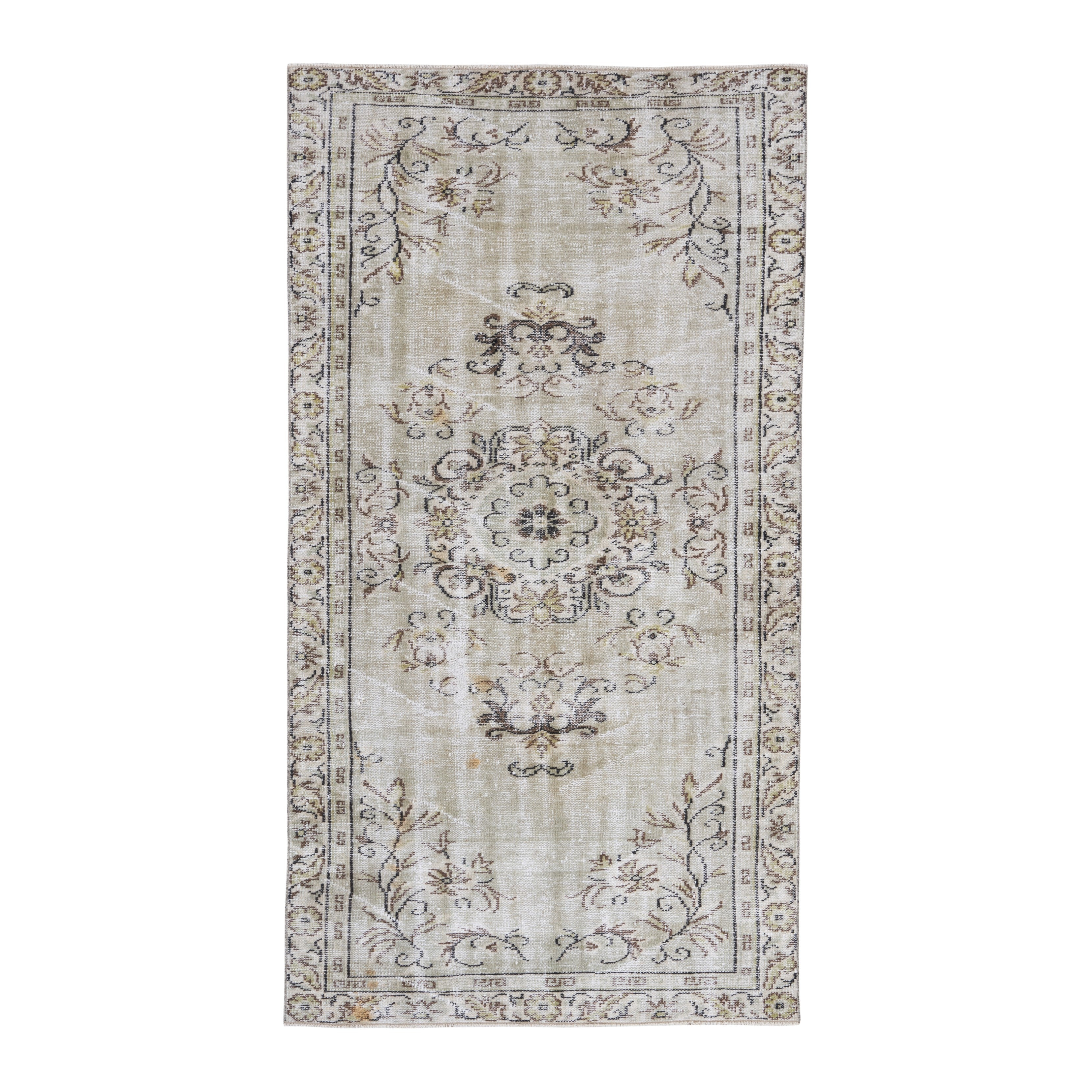 Turkish Manisa area rug in cream and greige, 4'5" x 8'