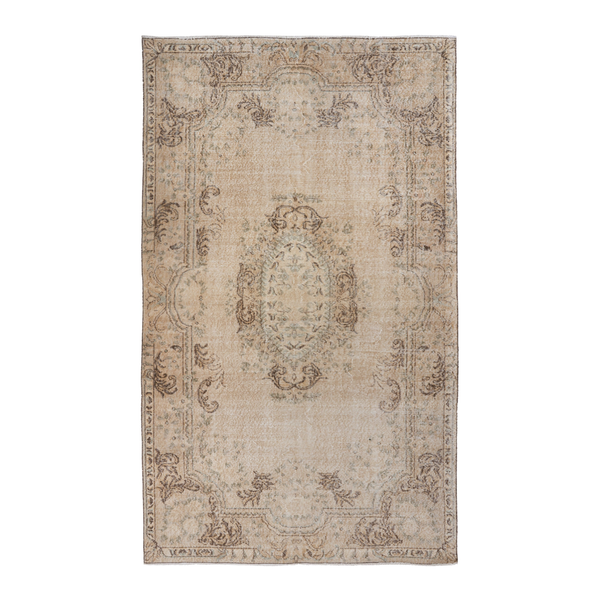 Turkish Isparta area rug in taupe and greige, 5'5" x 8'10"