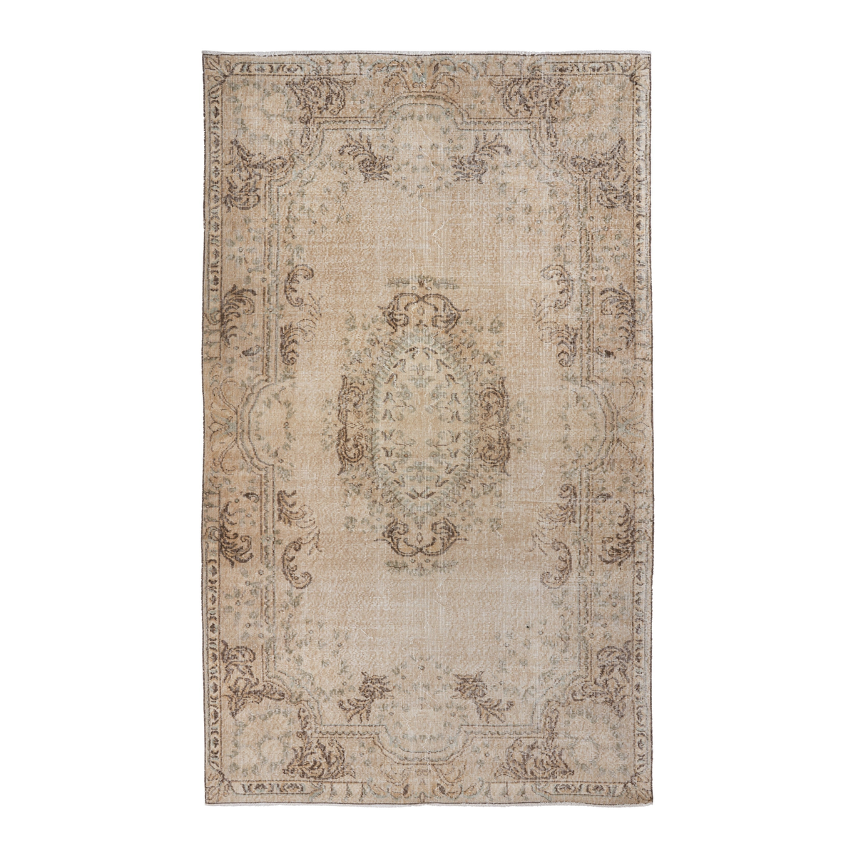 Turkish Isparta area rug in taupe and greige, 5'5" x 8'10"