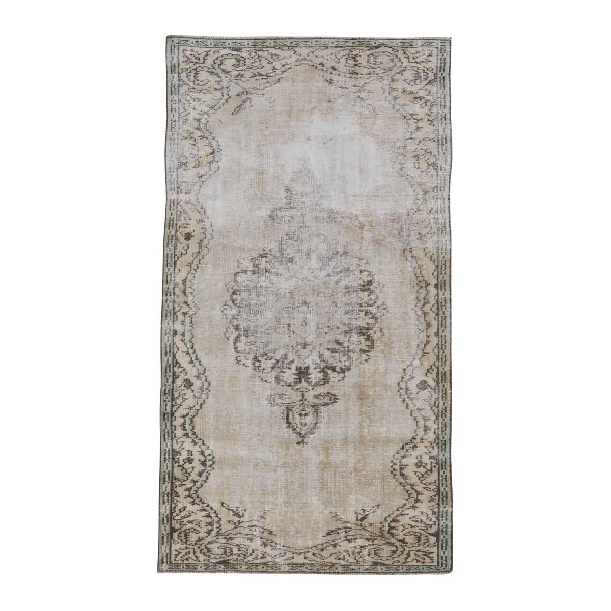 Turkish Manisa area rug in cream and taupe, 4'2" x 7'9"