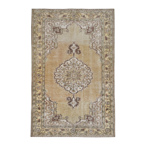 Turkish Manisa area rug in beige and tan, 5'2" x 7'9"