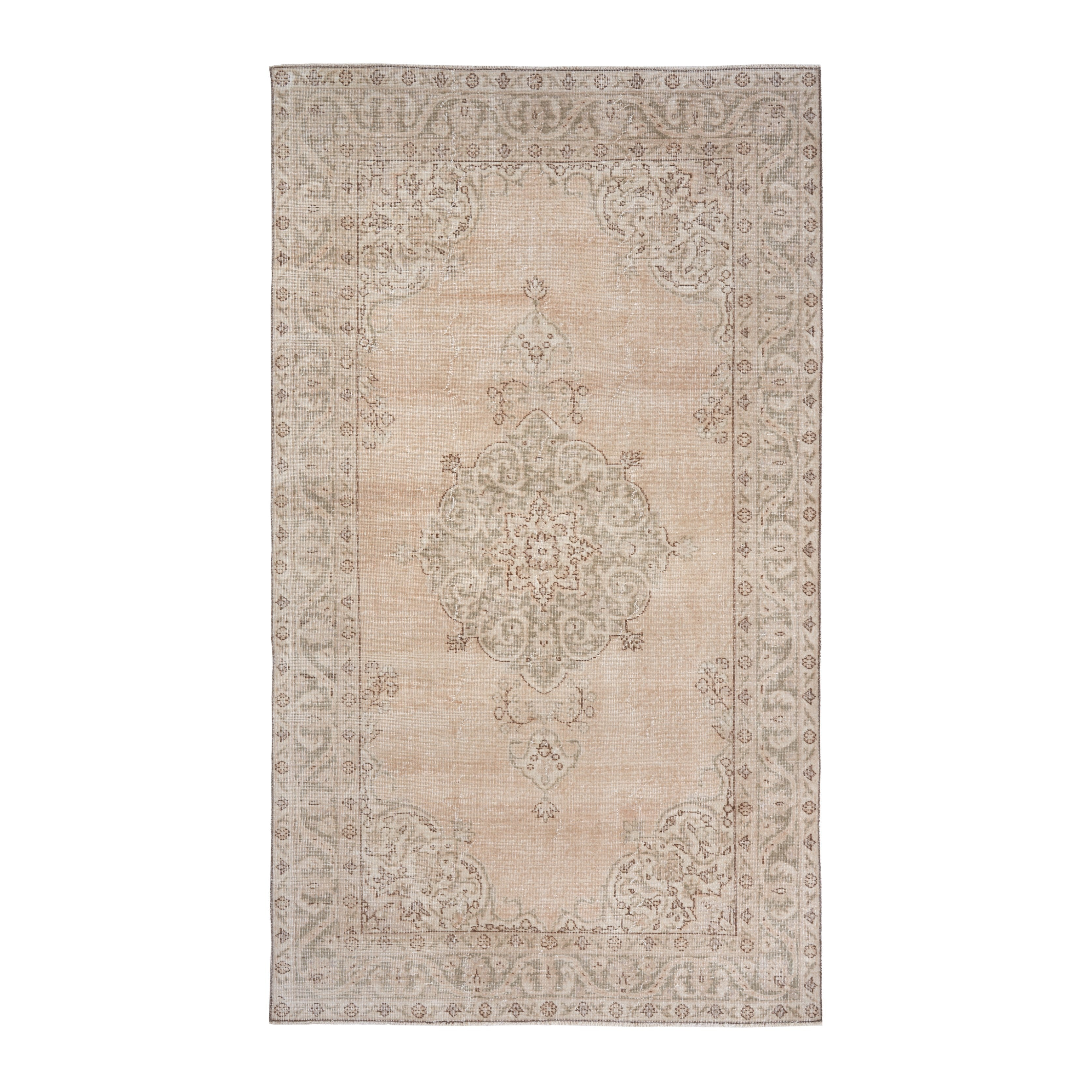 Turkish Isparta area rug in beige and greige, 5'5" x 9'2"