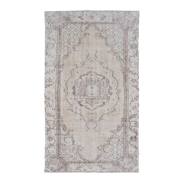 Turkish Manisa area rug in cream and muted pink, 5'1" x 8'8"