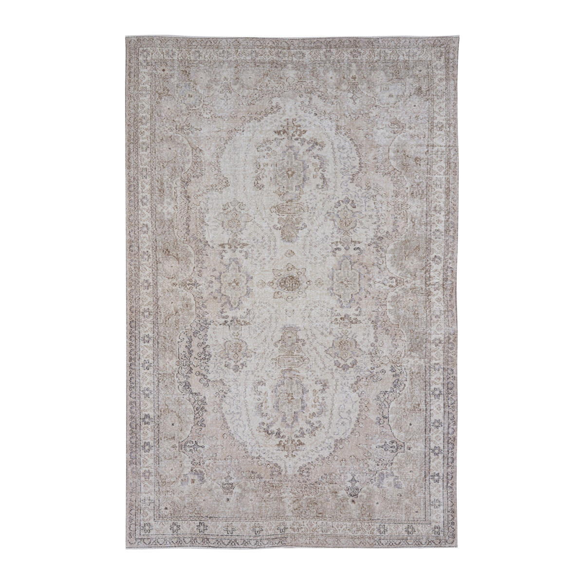 Turkish Isparta area rug in cream and taupe, 6'6" x 9'10"