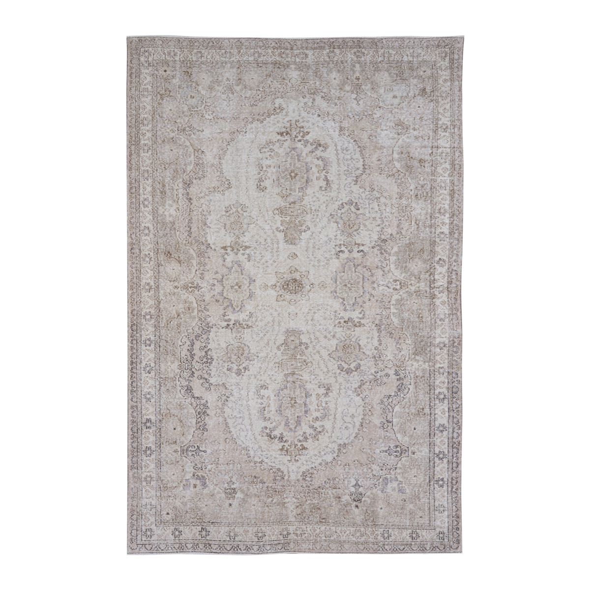 Turkish Isparta area rug in cream and taupe, 6'6" x 9'10"