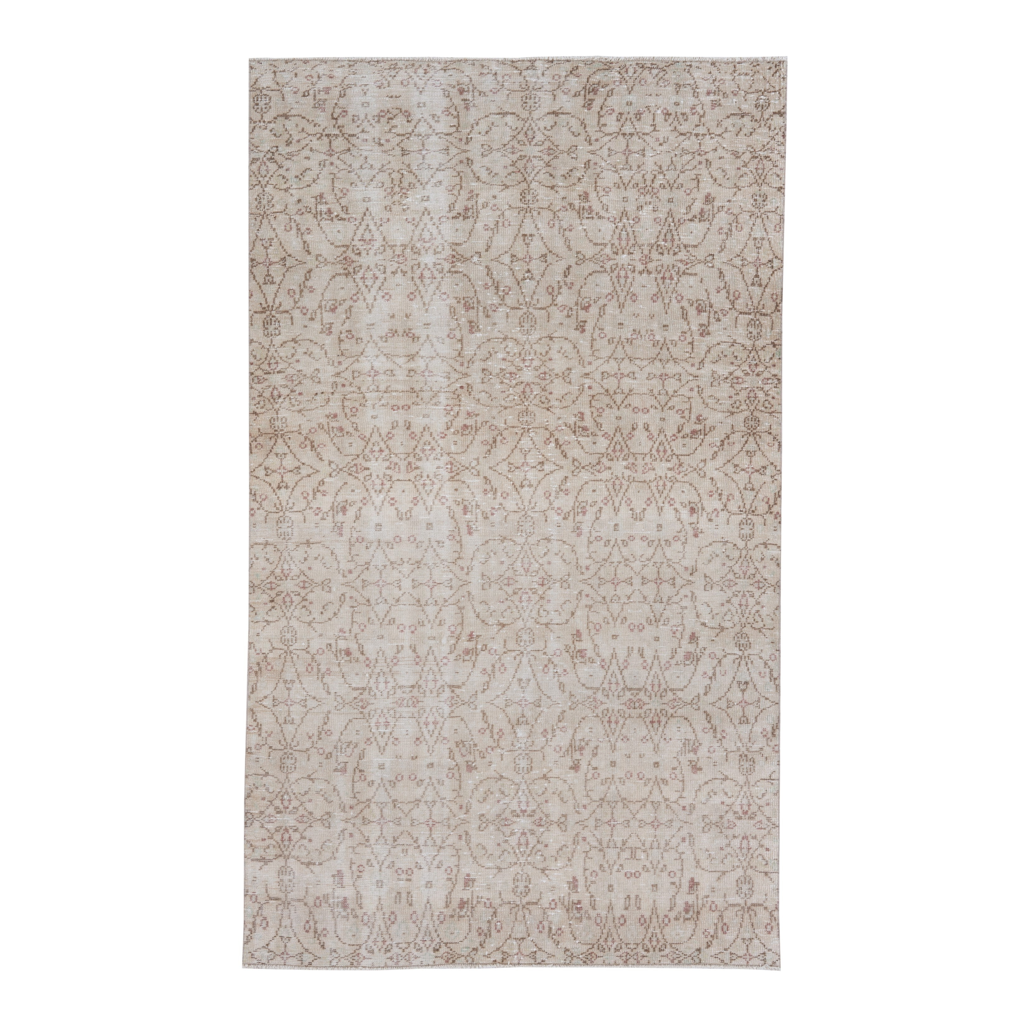 Turkish Manisa area rug in cream and muted pink, 5'2" x 8'10"