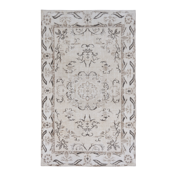 Turkish Manisa area rug in cream and taupe, 5'6" x 9'1"