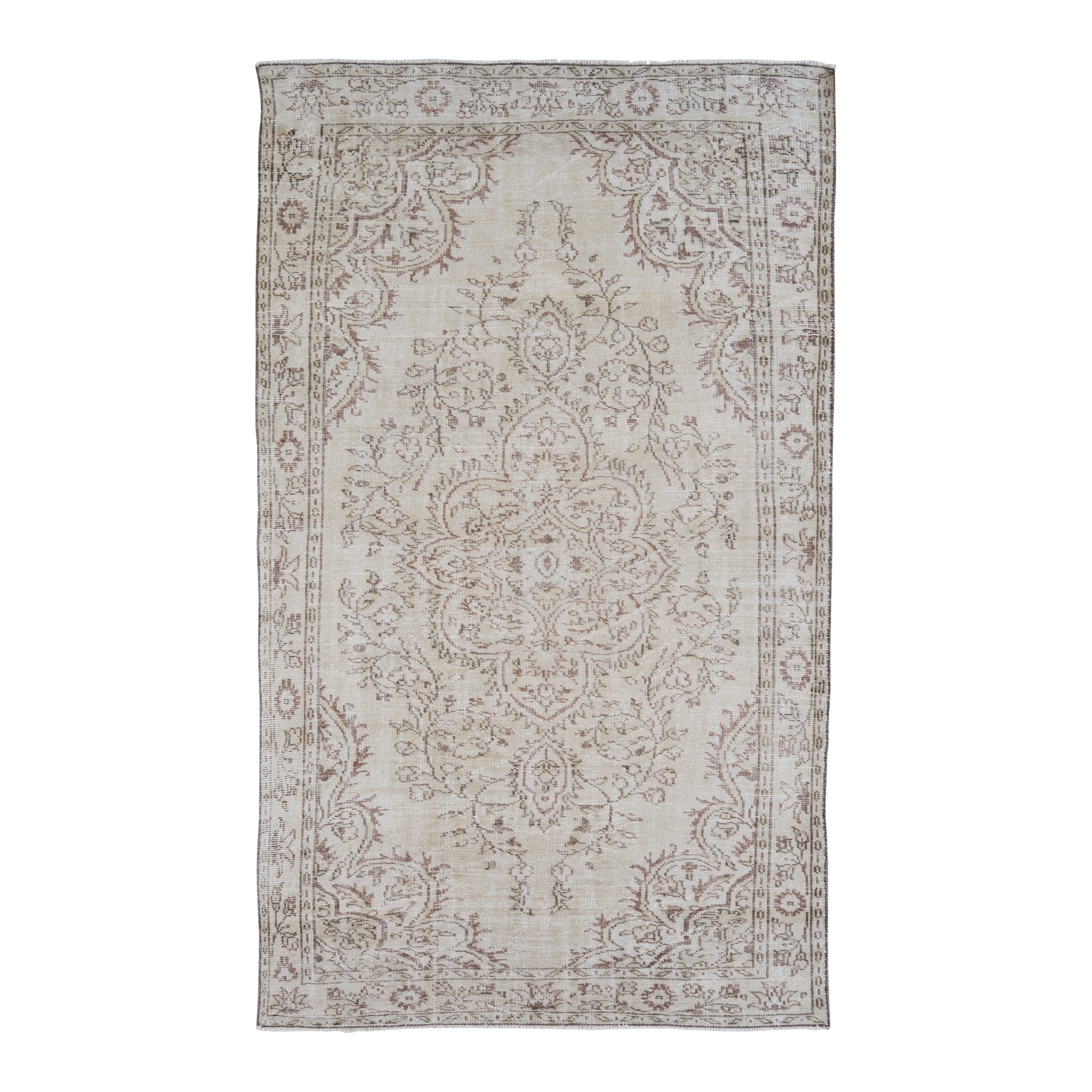 Turkish Manisa area rug in ivory and muted pink, 6' x 10'