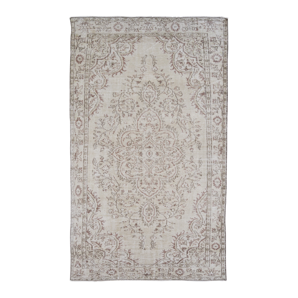 Turkish Manisa area rug in ivory and muted pink, 6' x 10'