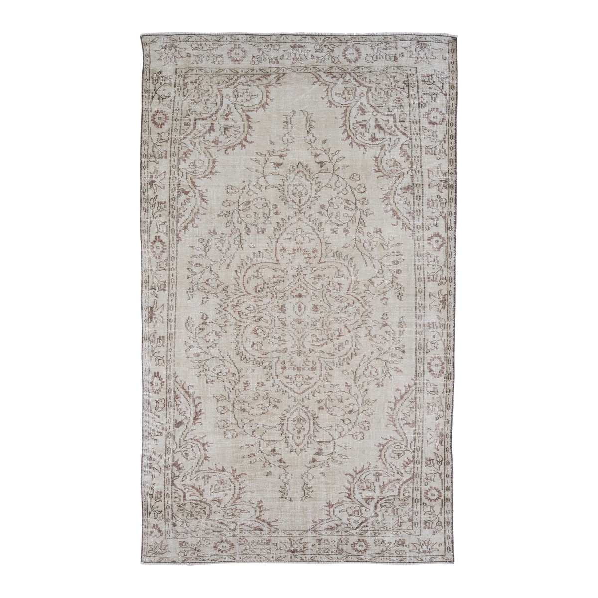 Turkish Manisa area rug in ivory and muted pink, 6' x 10'
