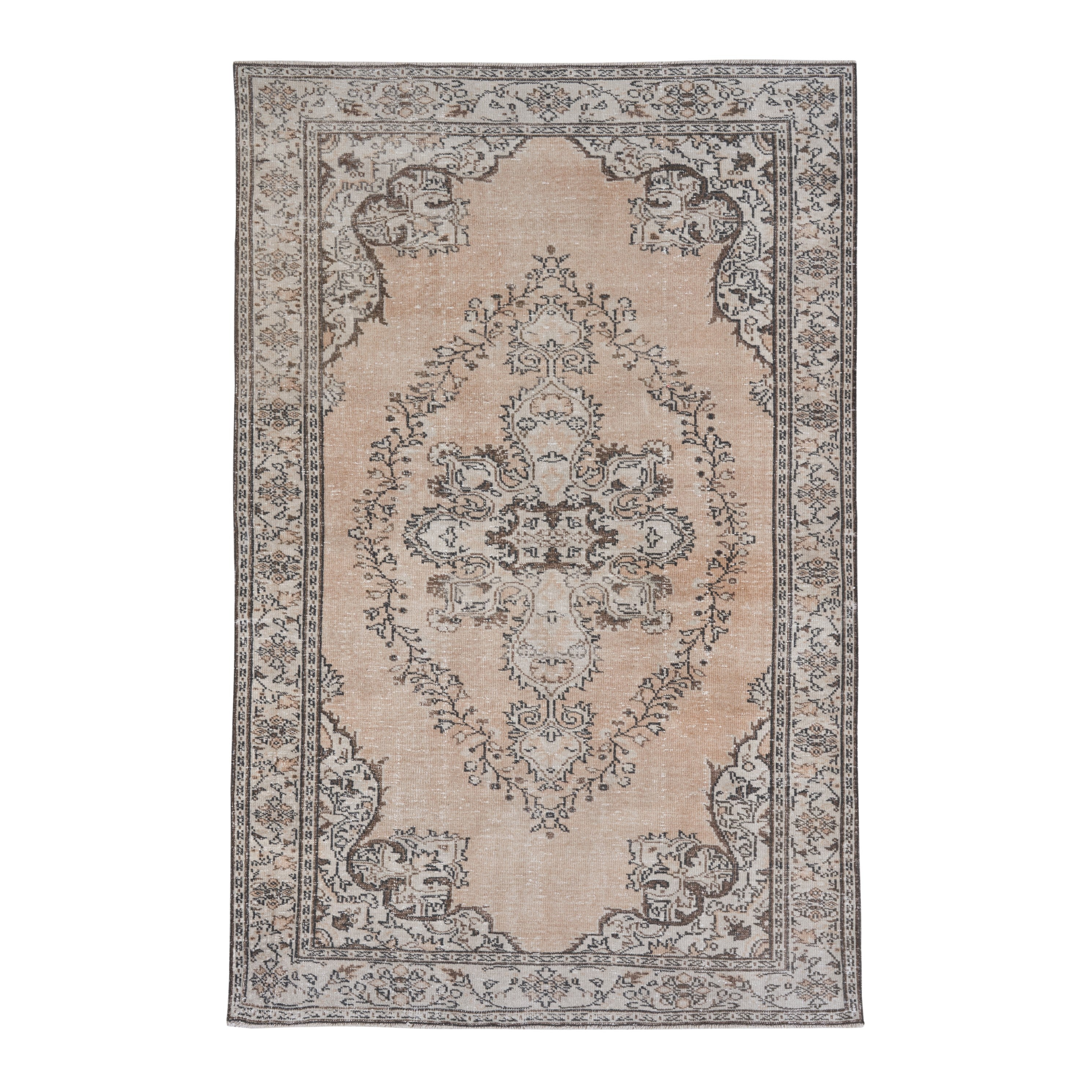 Turkish Manisa area rug in tan and greige, 6'1" x 9'3"