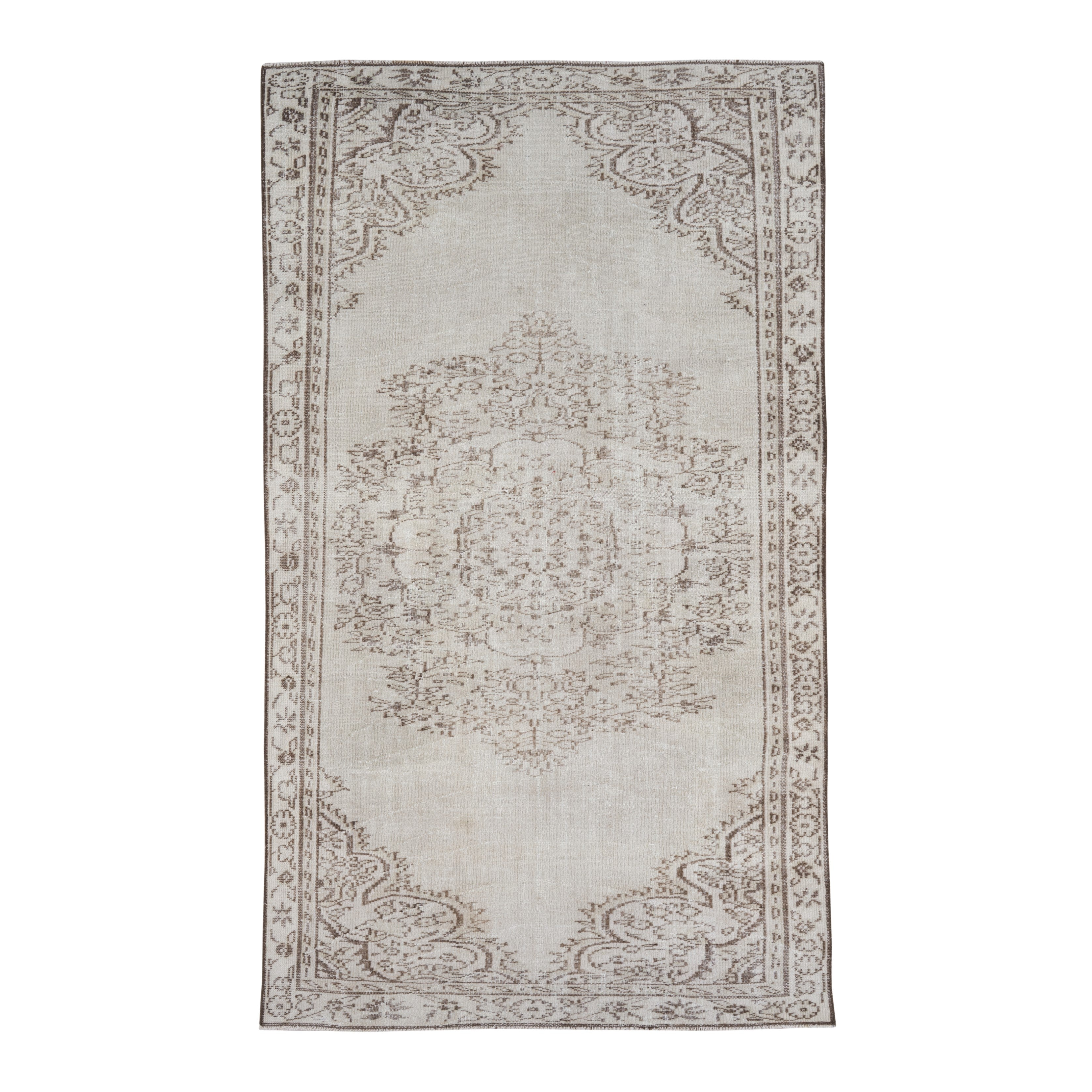 Turkish Manisa area rug in cream and taupe, 5'3" x 9'4"