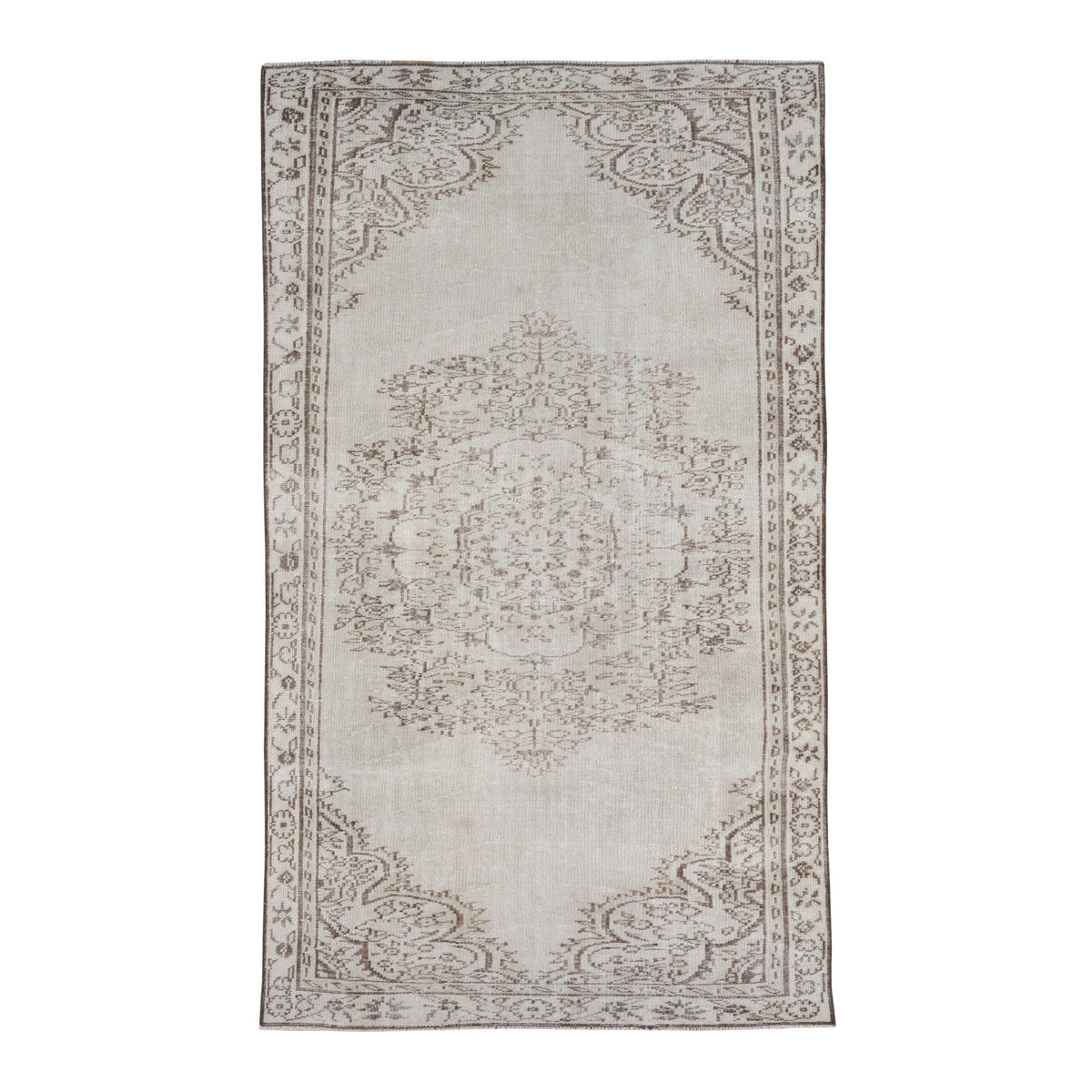 Turkish Manisa area rug in cream and taupe, 5'3" x 9'4"
