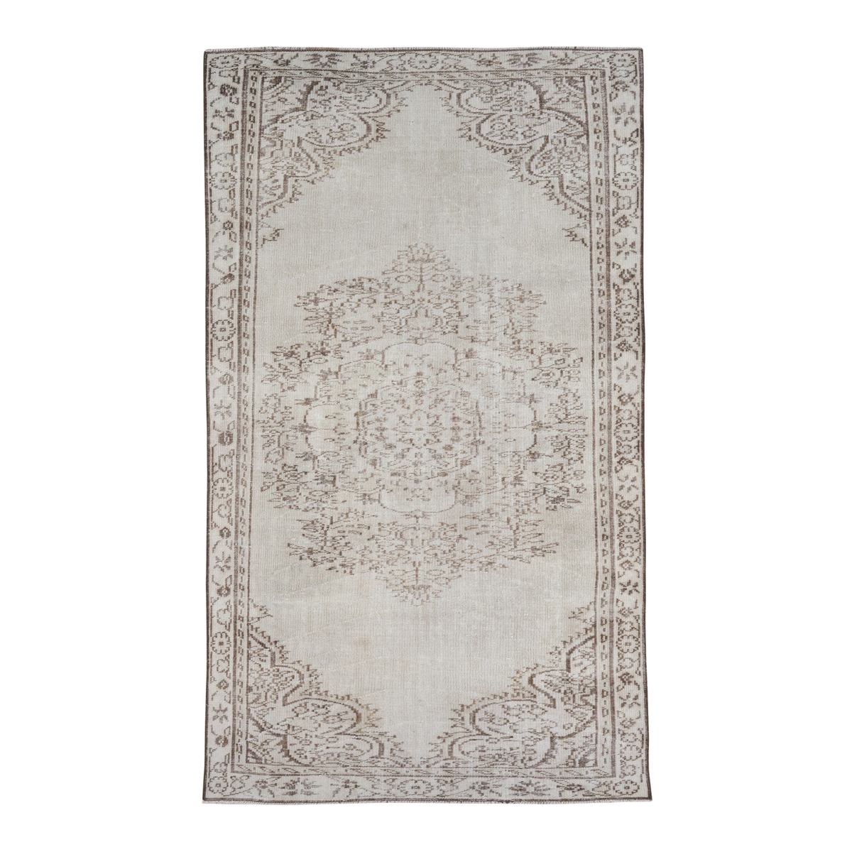 Turkish Manisa area rug in cream and taupe, 5'3" x 9'4"