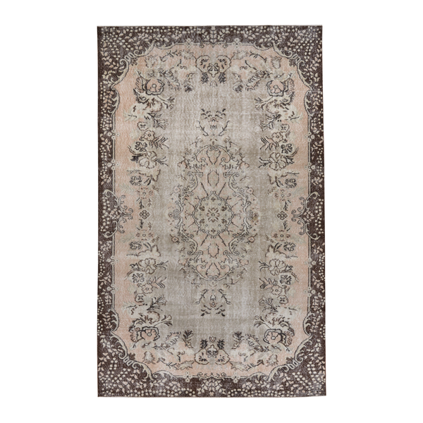 Turkish Isparta area rug in beige and charcoal, 6'1" x 10'1"