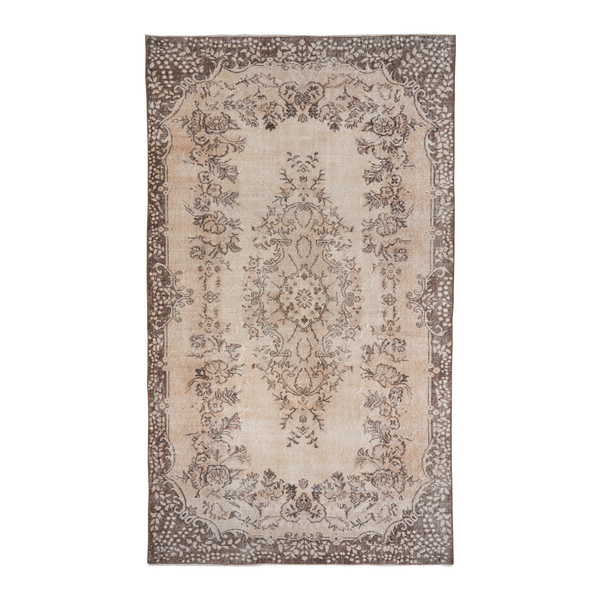 Turkish Isparta area rug in cream and greige, 5'7" x 9'7"