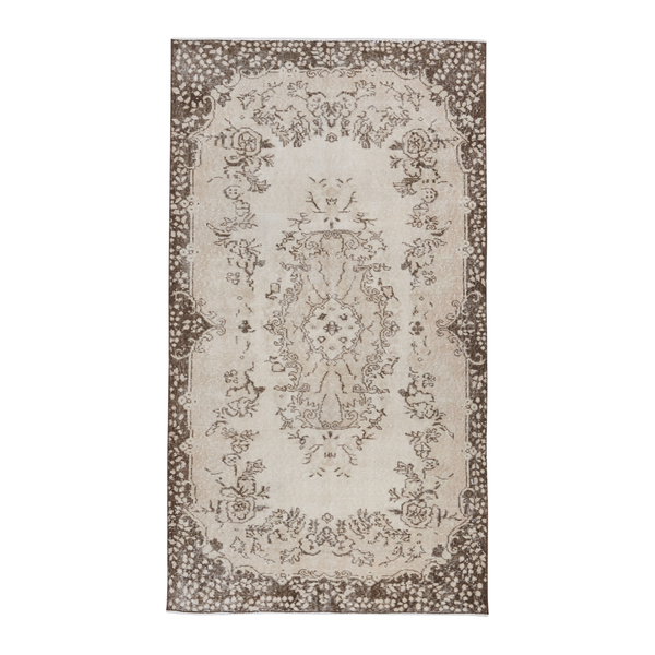 Turkish Isparta area rug in cream and smoke, 3'9" x 6'9"
