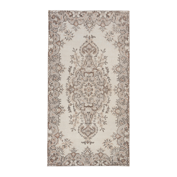 Turkish Isparta area rug in ivory and taupe, 3'8" x 7'