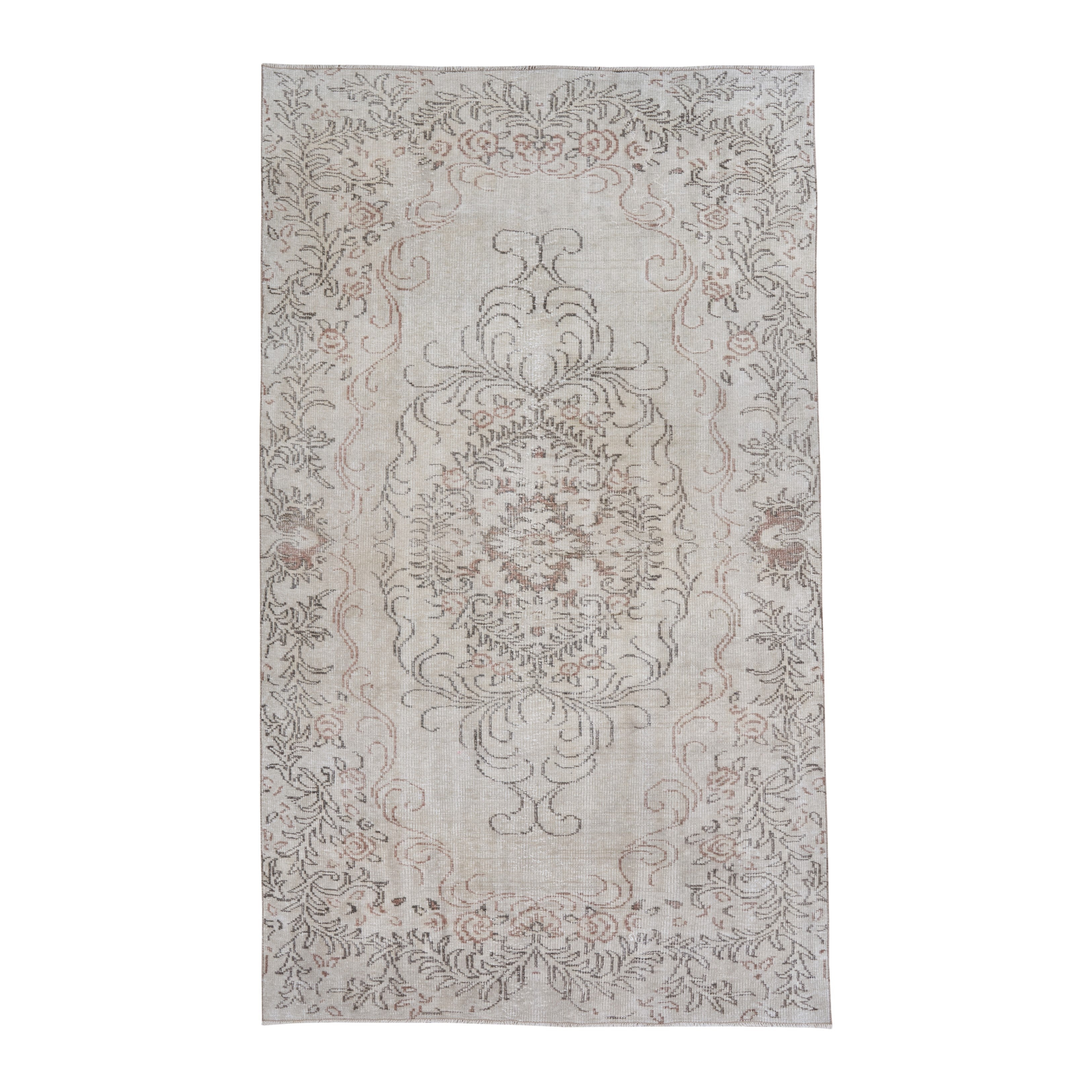 Turkish Manisa area rug in cream and taupe, 5'7" x 9'7"