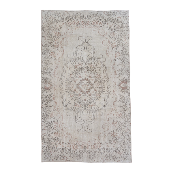Turkish Manisa area rug in cream and taupe, 5'7" x 9'7"