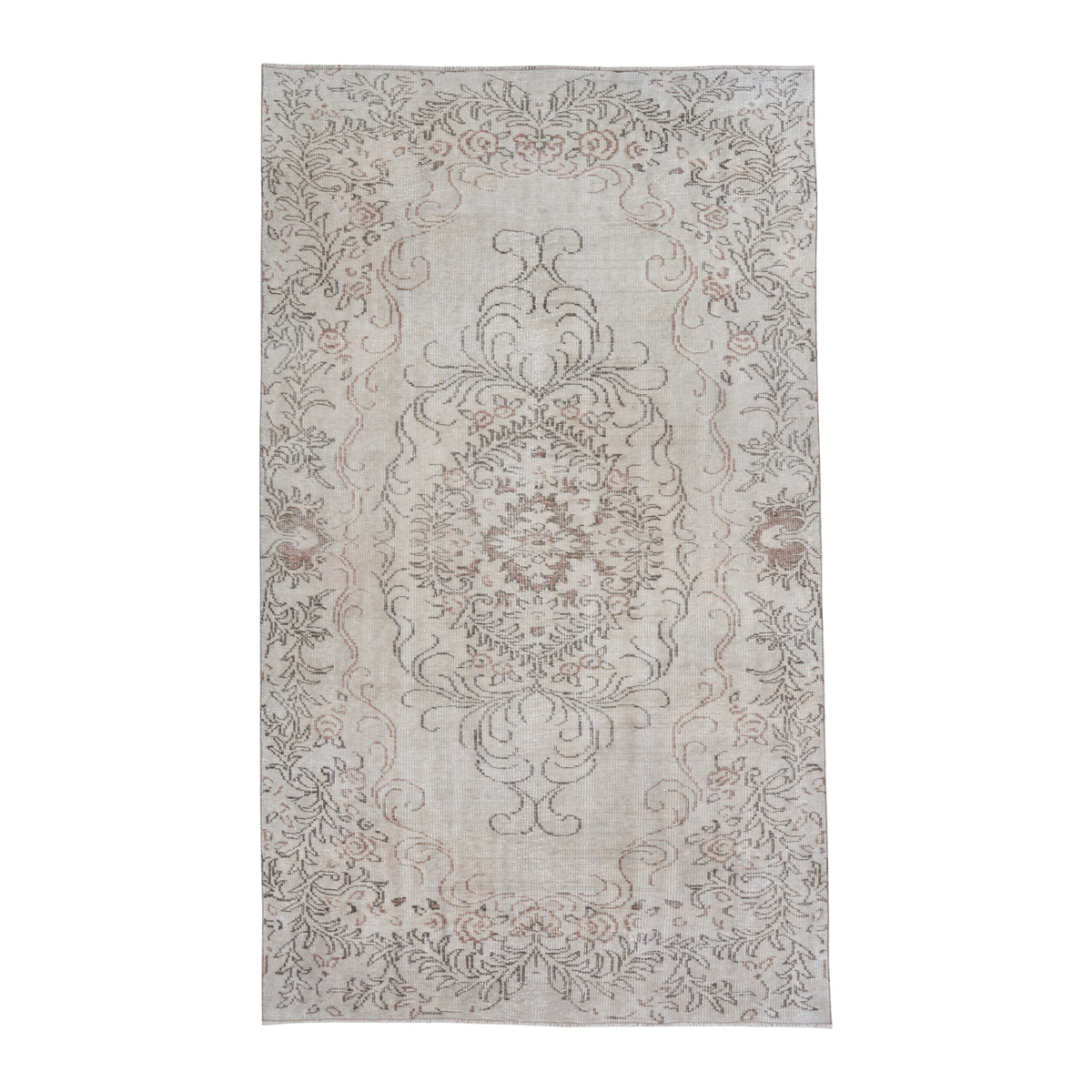 Turkish Manisa area rug in cream and taupe, 5'7" x 9'7"