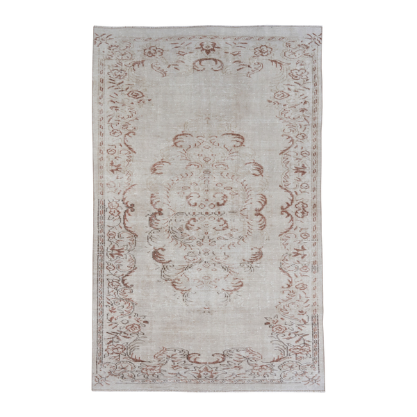 Turkish Manisa area rug in cream and faded red, 5'9" x 9'5"