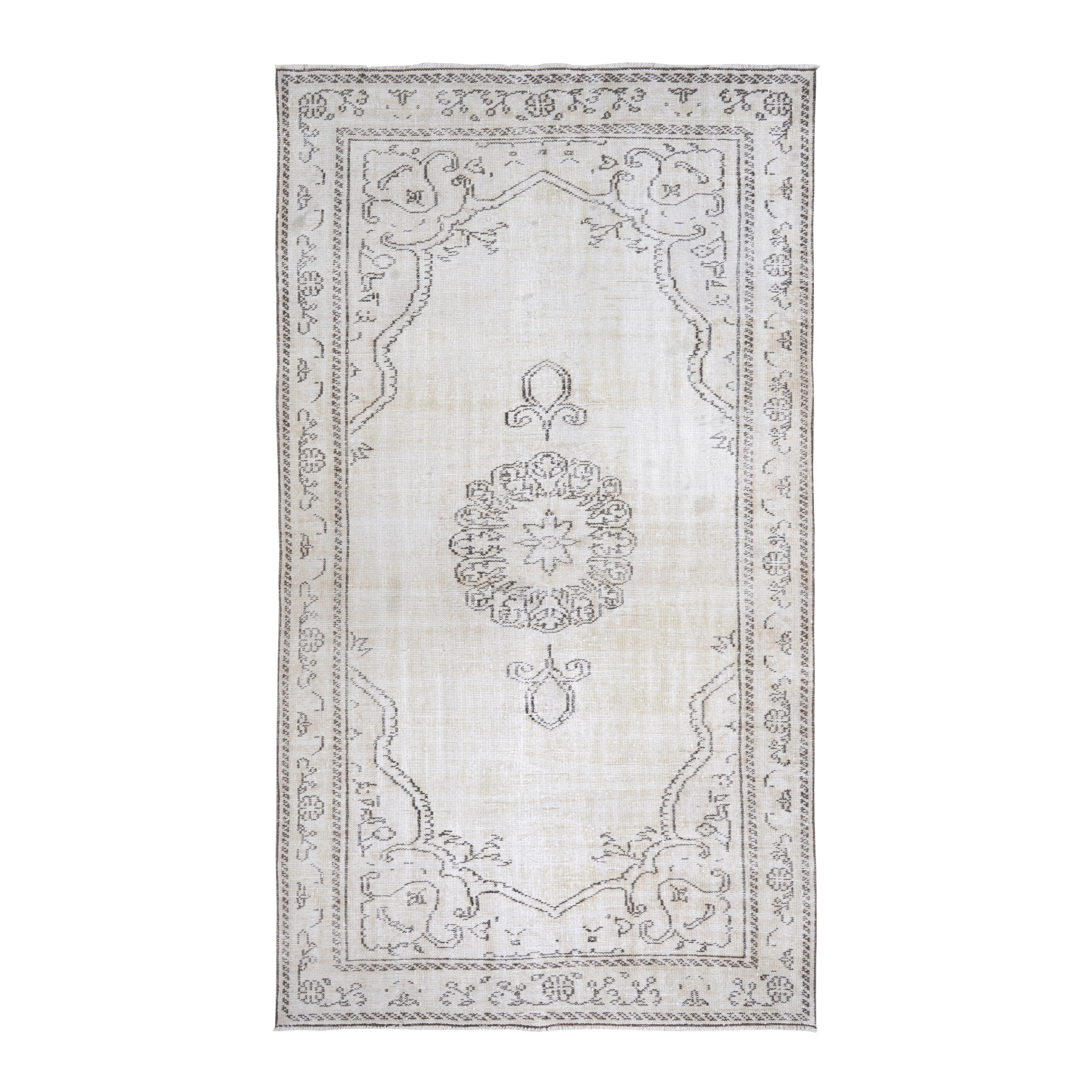 Turkish Manisa area rug in cream and greige, 5'3" x 9'3"