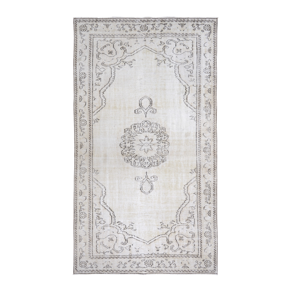 Turkish Manisa area rug in cream and greige, 5'3" x 9'3"
