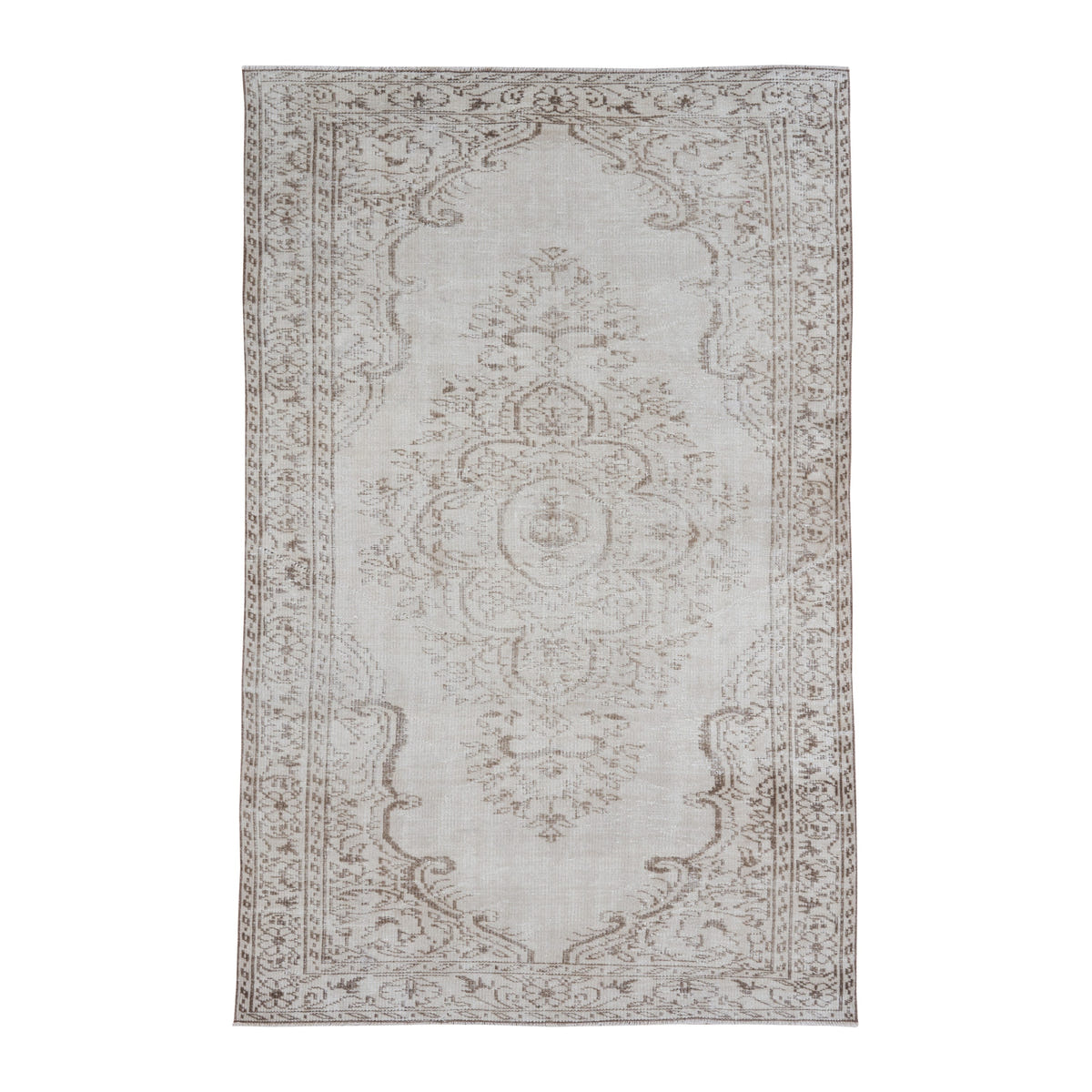 Turkish Manisa area rug in cream and greige, 5'5" x 8'9"