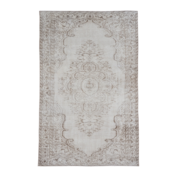Turkish Manisa area rug in cream and greige, 5'5" x 8'9"