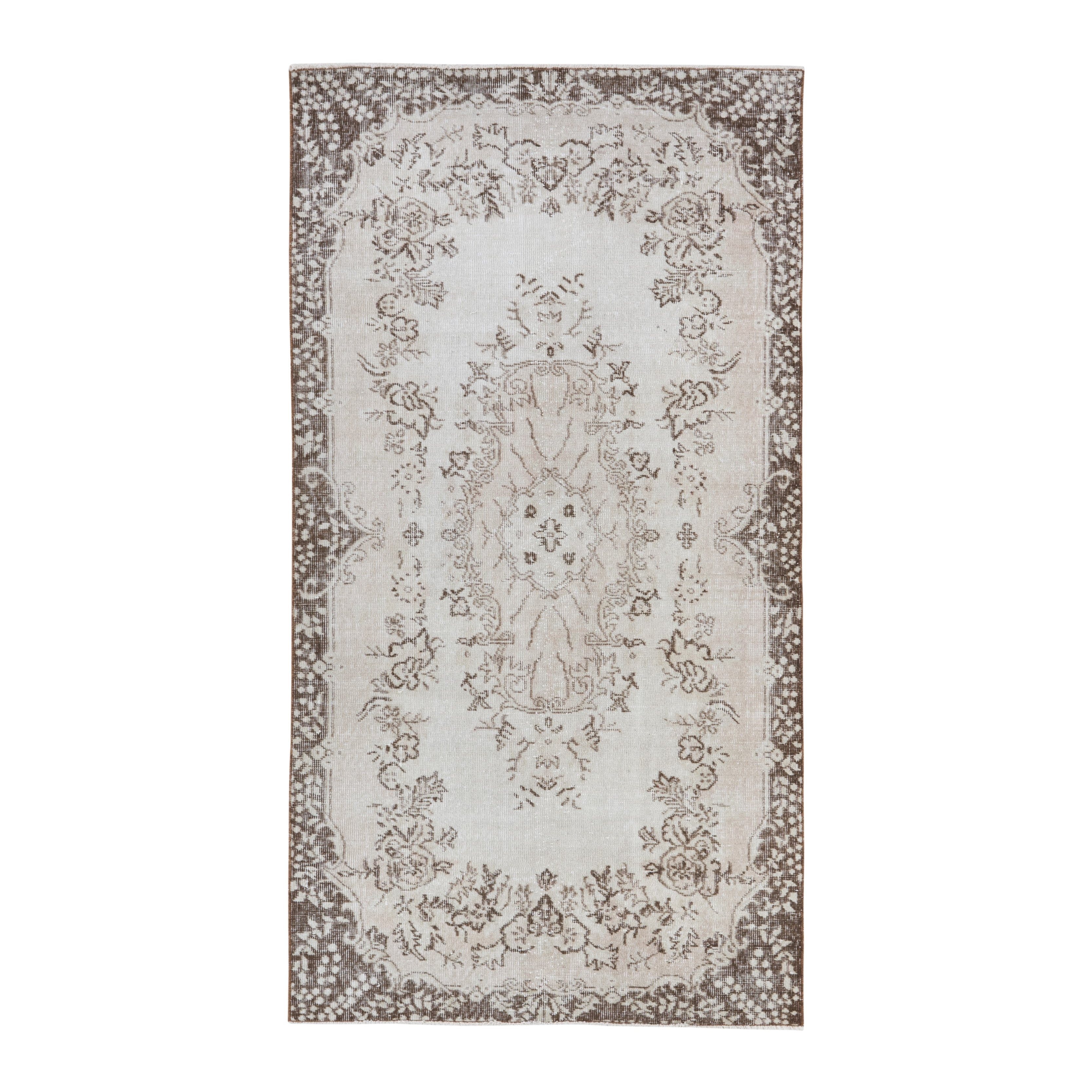 Turkish Isparta area rug in cream and taupe, 3'9" x 7'1"