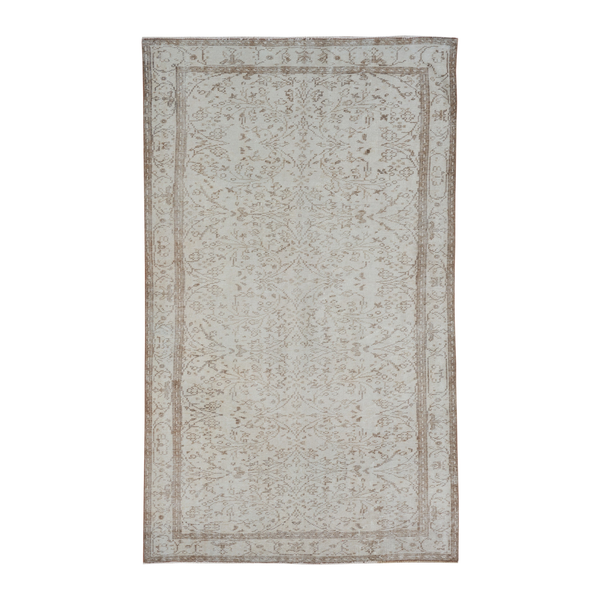 Turkish Manisa area rug in cream and greige, 5'4" x 9'1"