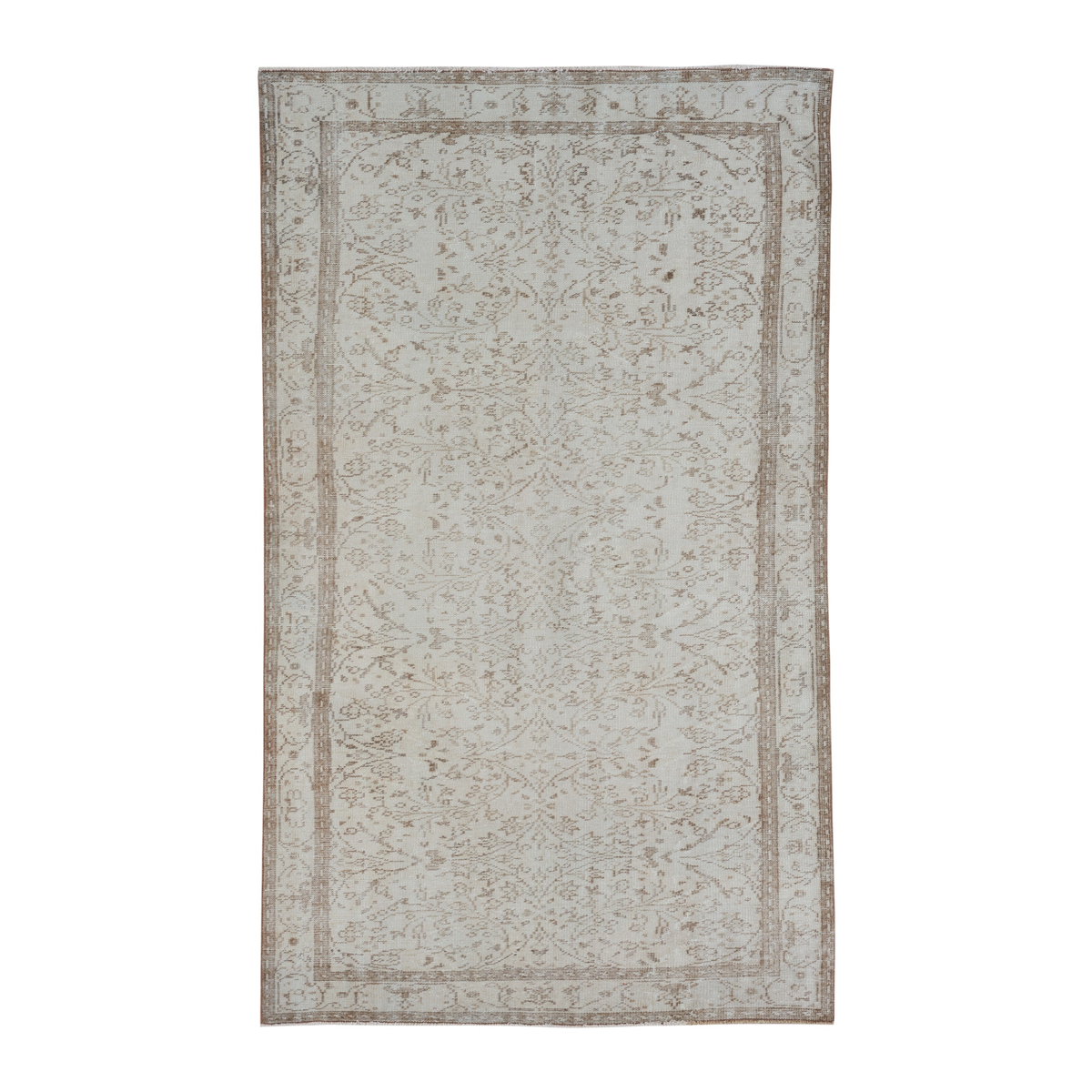Turkish Manisa area rug in cream and greige, 5'4" x 9'1"