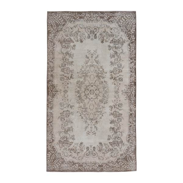 Turkish Isparta area rug in cream and greige, 5'4" x 9'8"