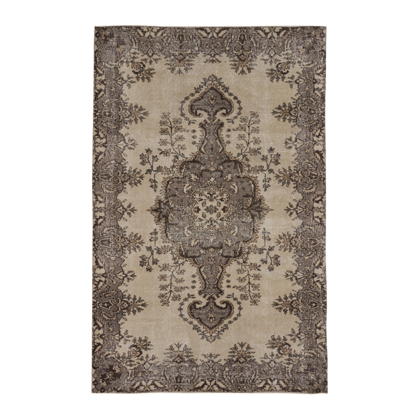 Turkish Isparta area rug in cream and taupe, 5'3" x 8'5"