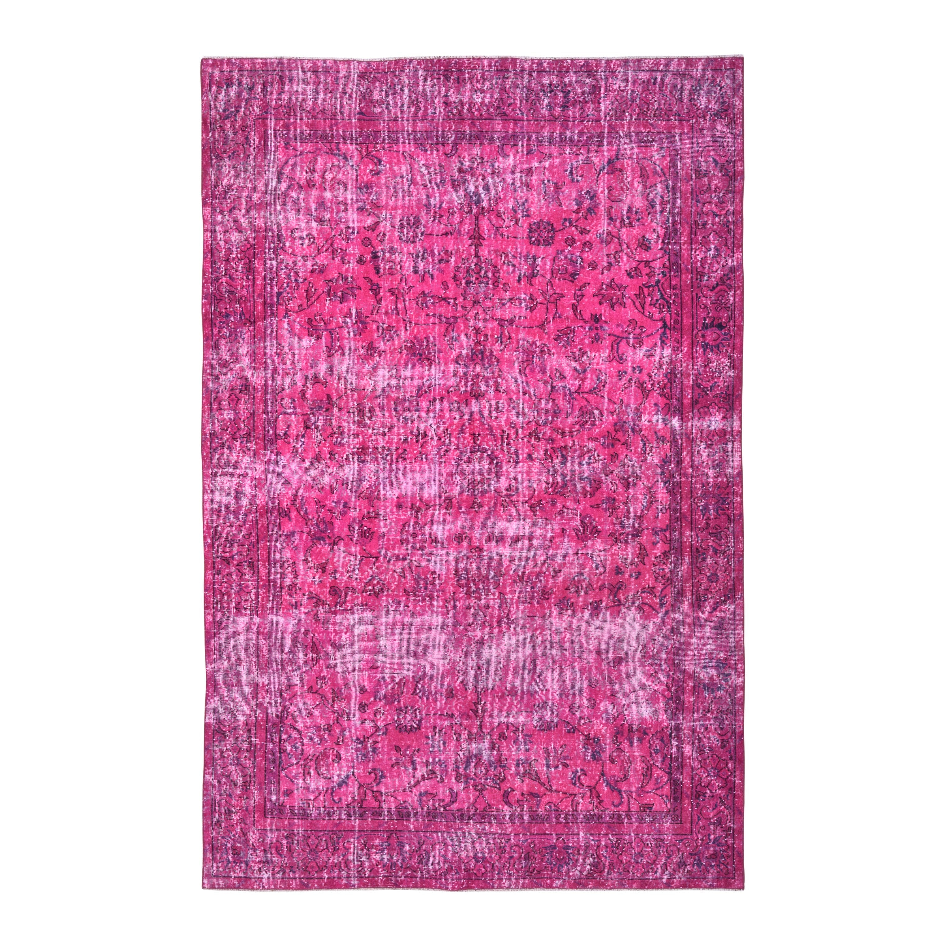 Turkish Isparta area rug in magenta and faded red, 6'6" x 10'
