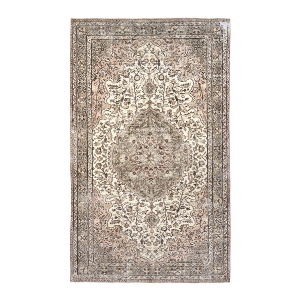 Turkish Isparta area rug in cream and taupe, 5'4" x 8'11"