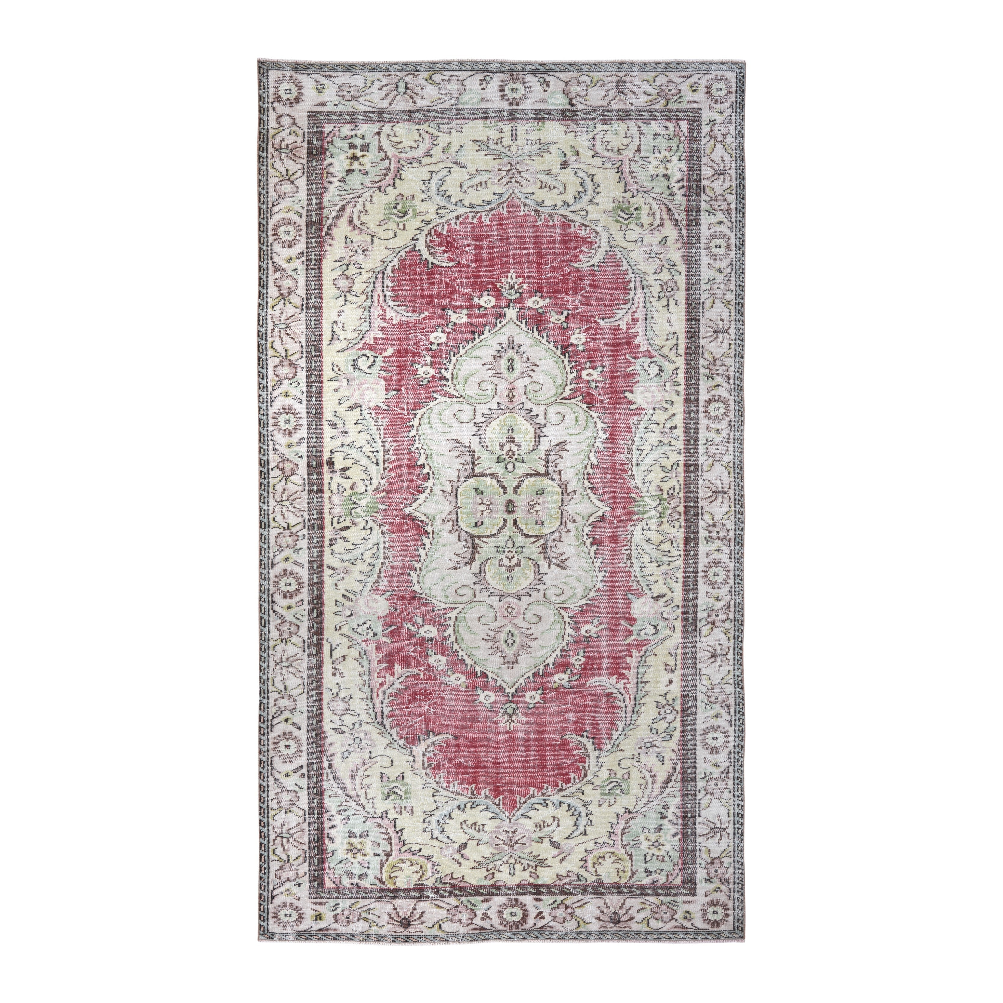 Turkish Manisa area rug in rose and ivory, 5'5" x 9'7"