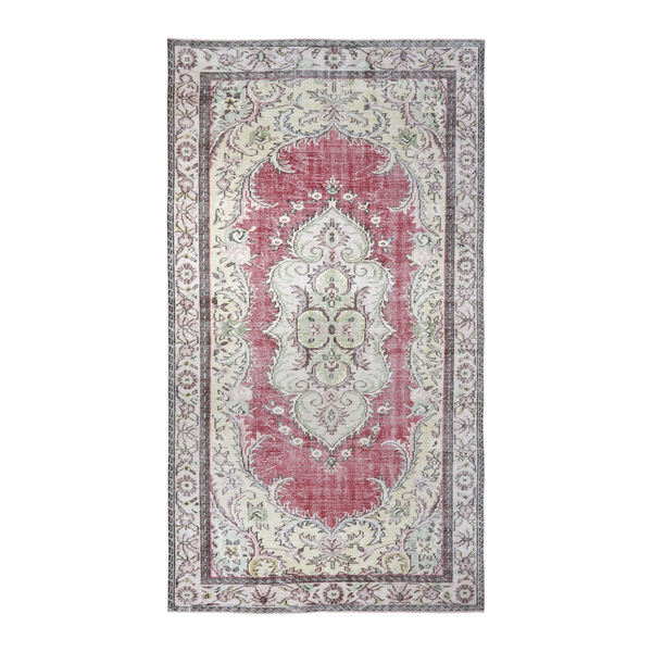 Turkish Manisa area rug in rose and ivory, 5'5" x 9'7"