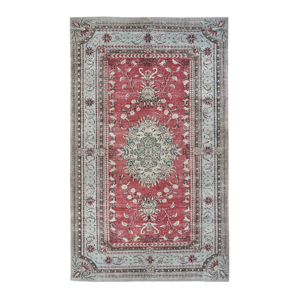 Turkish Manisa oversized rug in faded red and cream, 6'6" x 10'10"