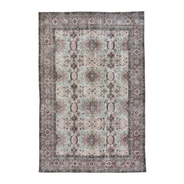 Turkish Isparta area rug in cream and dusty rose, 6'6" x 10'
