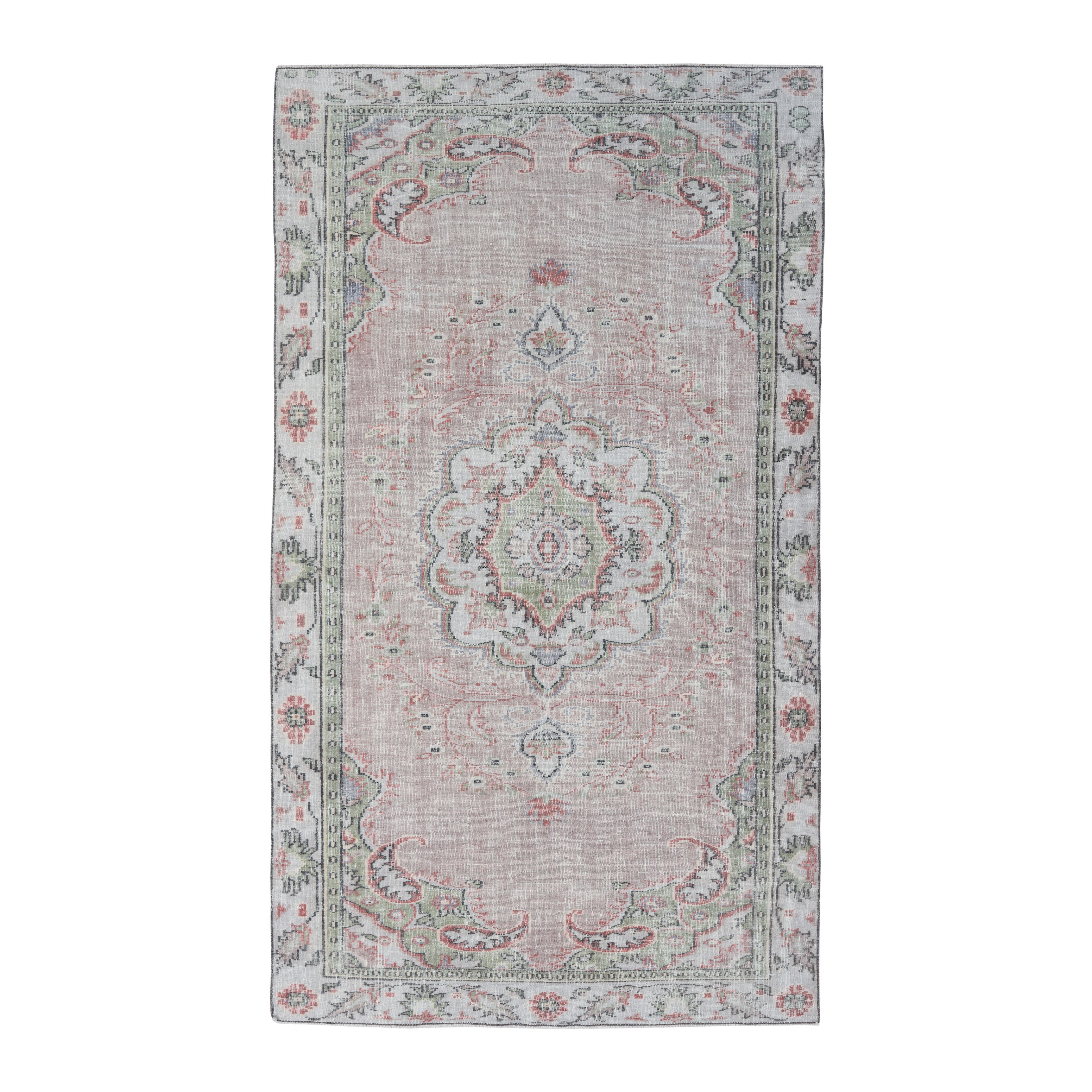 Turkish Manisa area rug in dusty rose and cream, 5'10" x 10'2"
