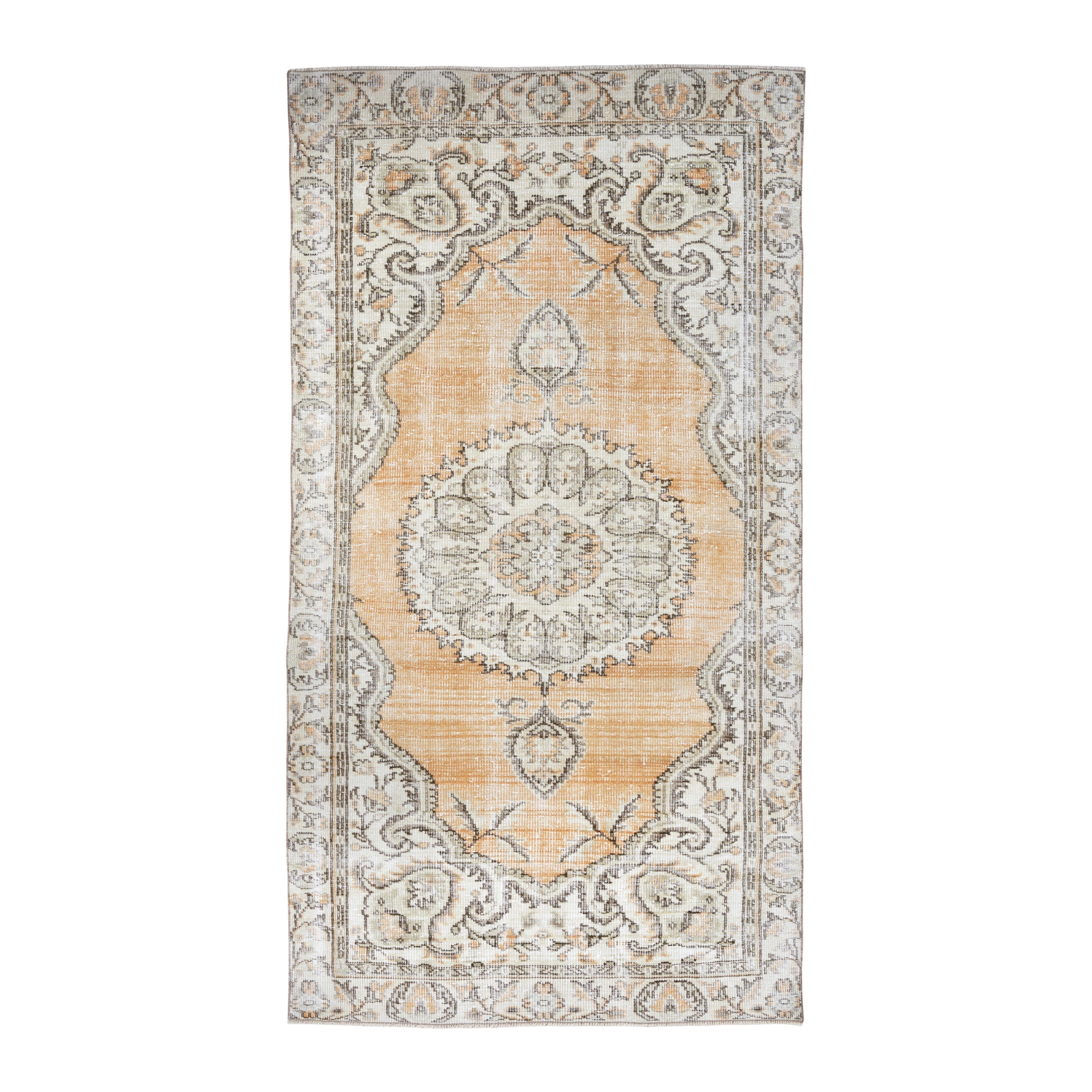 Turkish Manisa area rug in apricot and cream, 5'1" x 9'6"
