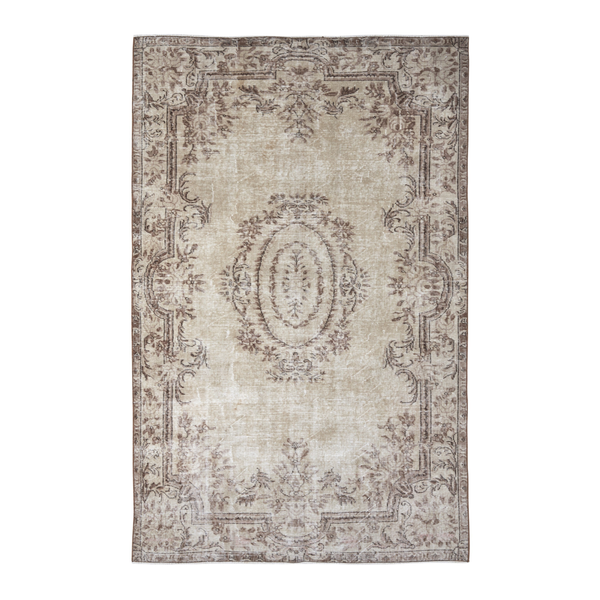 Turkish Isparta area rug in cream and greige, 5'3" x 8'2"